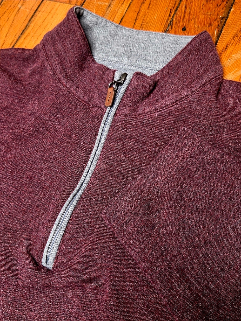 Mizzen + Main Mens Size XL Red Maroon Quarter Zip Pullover Jacket A4